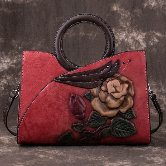 Artisanal handmade leather handbag crafted from premium full-grain leather by skilled artisans - luxury designer bag featuring multiple compartments, secure closure, adjustable shoulder strap, and timeless sophisticated style - heirloom quality handbag for women - Millivan Supplies