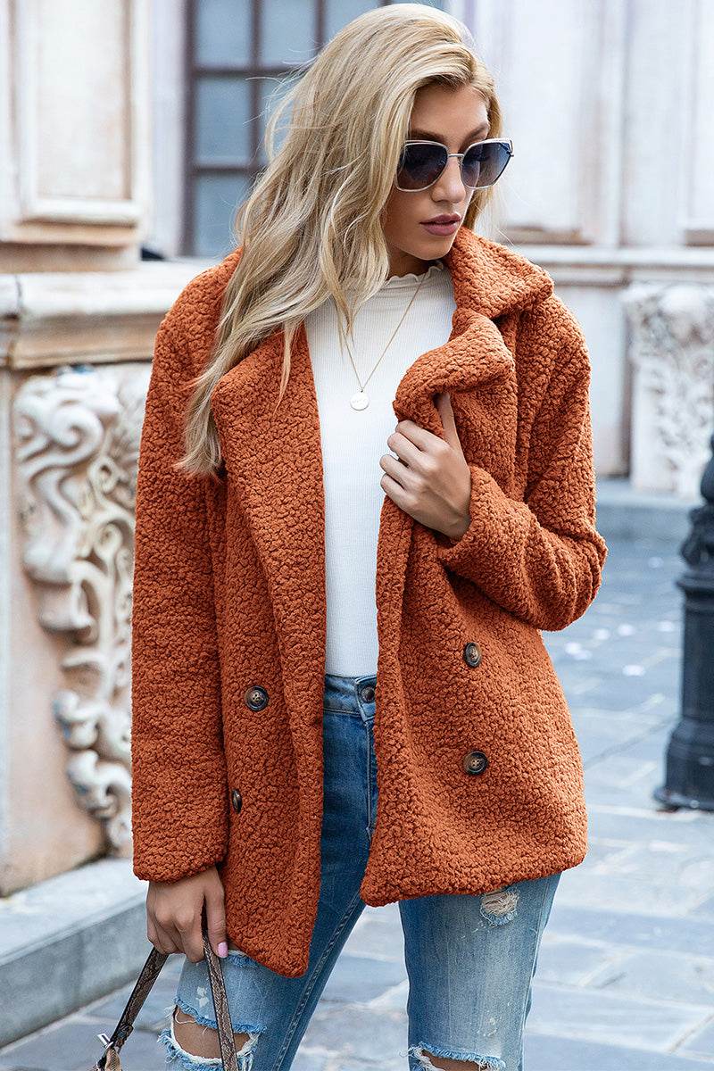 Ivy Lane Full Size Lapel Collar Sherpa Coat - Millivan supplies