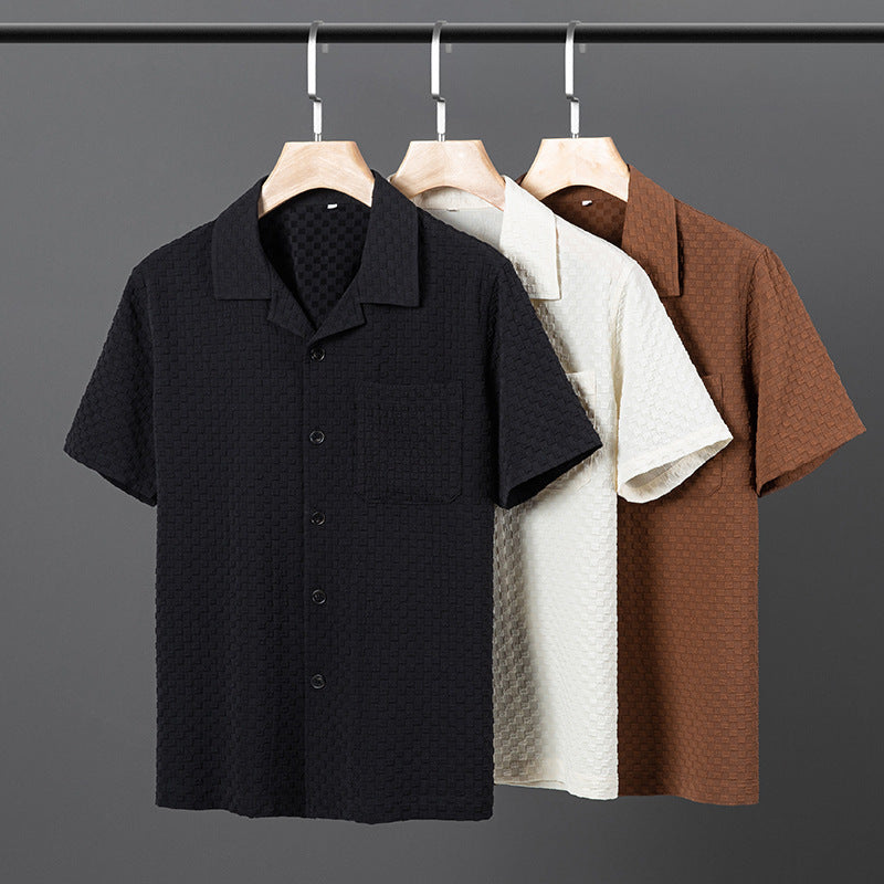 Lapel Short Sleeve Shorts Suit - Fashion Trendy Two-piece Business Gentleman Set