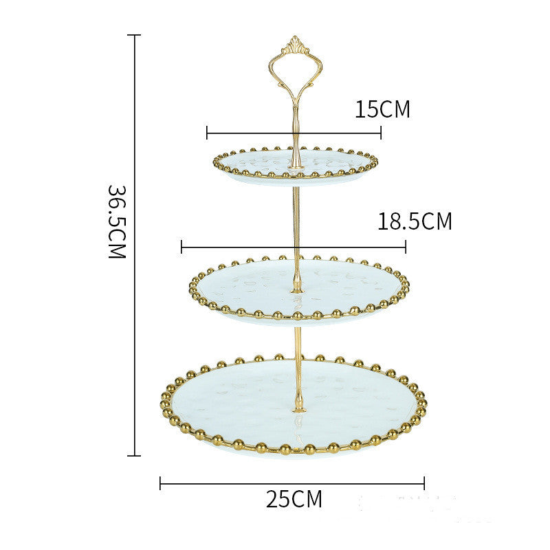 Living Room Coffee Table Household Ceramic Skewer Fruit Dessert Candy Tray Rack - Pearl Models