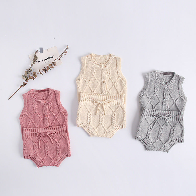 Newborn suit cotton knitted twist vest