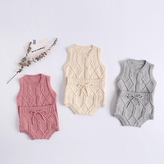 Newborn suit cotton knitted twist vest