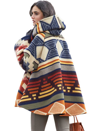 New European And American Women's Long-sleeved Hooded Jacket Print