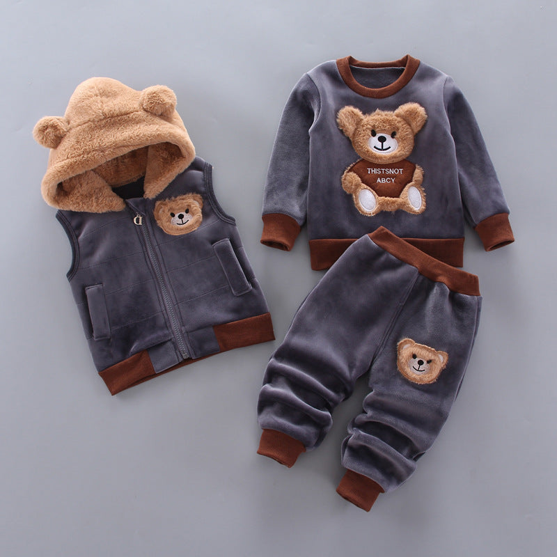 Adorable Baby Three-Piece Set - Cozy Top, Pants & Vest Outfit