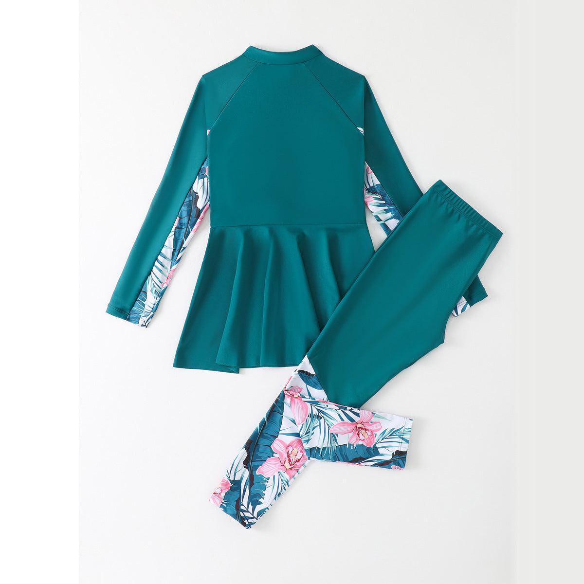 Conservative Split Two-piece Long-sleeved Trousers Medium And Large Girls Swimsuit