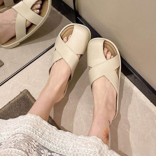 Outdoor Fashion French Lazy Flat Slippers Women's Toe Cap - Millivan supplies