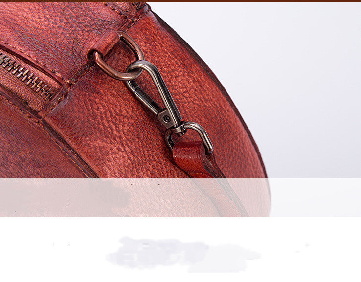 Heart-Shaped Top Layer Leather  Fashion Polished Crossbody Bag