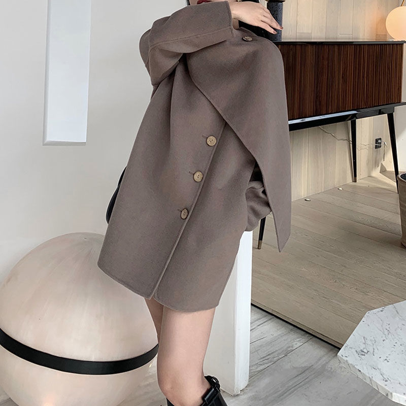 Women's Design Scarf Woolen Coat