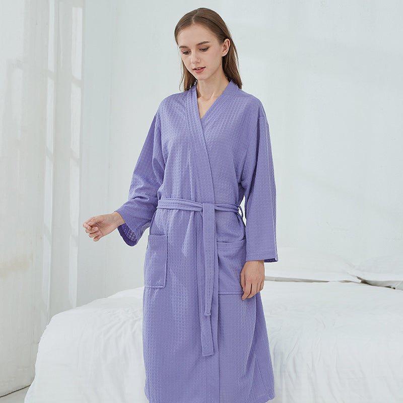 Unisex Couple Bathrobes - Rose Red Waffle Adult Women Men Loungewear Set Multiple Sizes