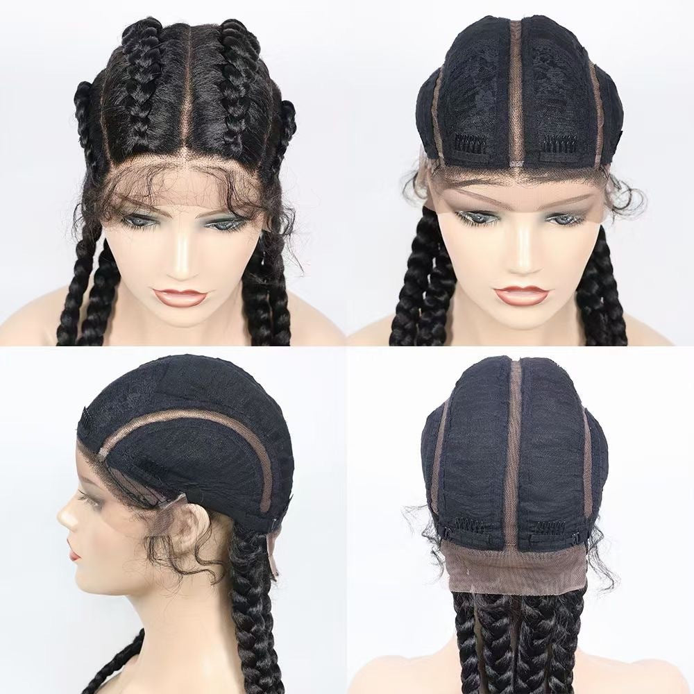 Front Lace Synthetic Fiber Four Braid Wig - Natural Looking Hair