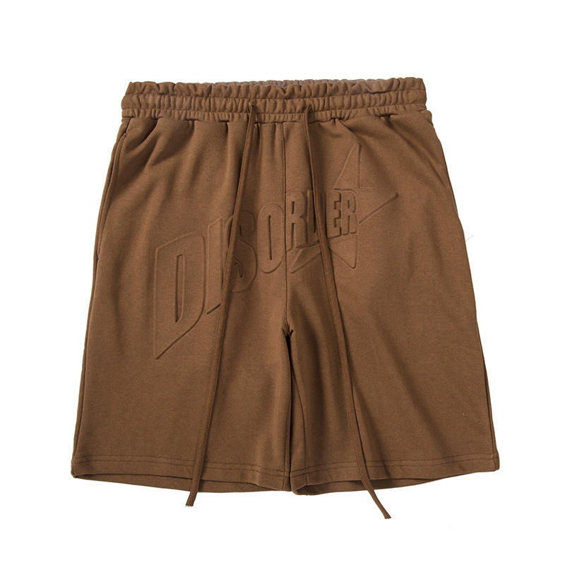 Vintage Embossed Drawstring Men's Loose Casual Shorts