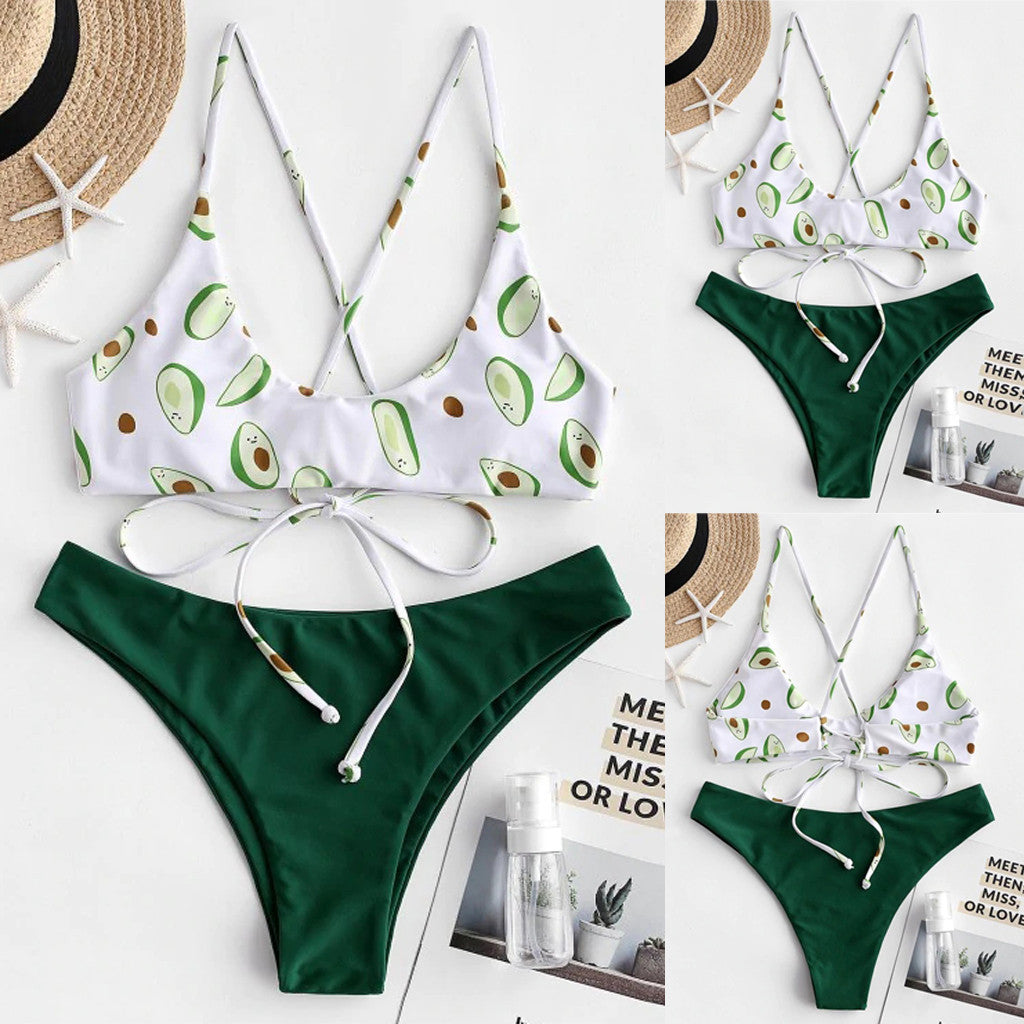 Fashion Ladies Avocado Green Bikini Swimsuit