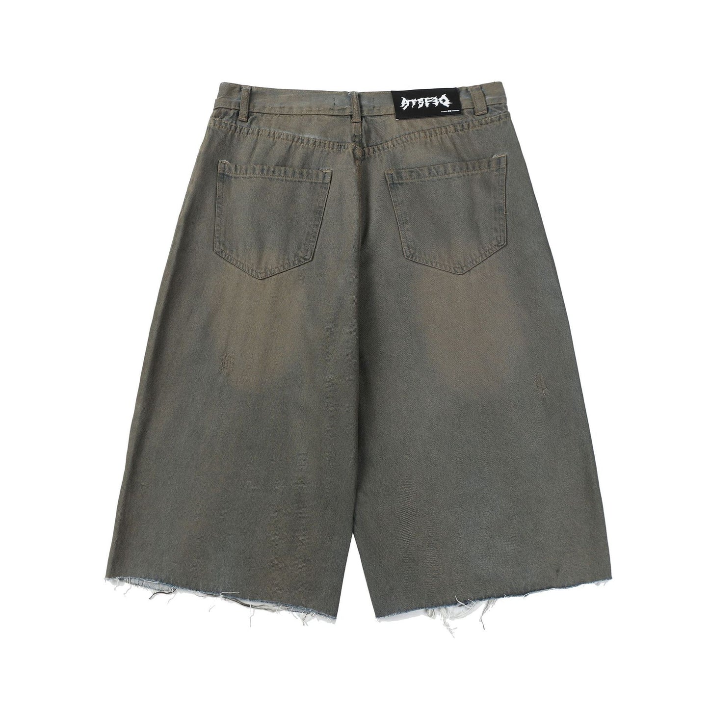 Retro Dirty Dyed Washed Denim Shorts Loose Straight