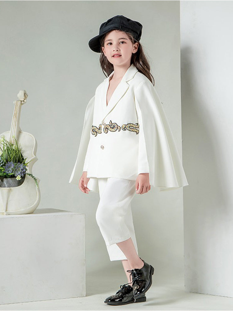 Children's Suit Dress Set - White