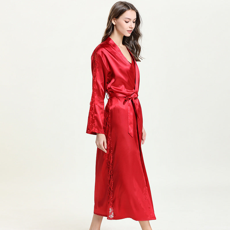 Ladies Silk Pajamas Hanging Skirt Nightgown Two-piece Set