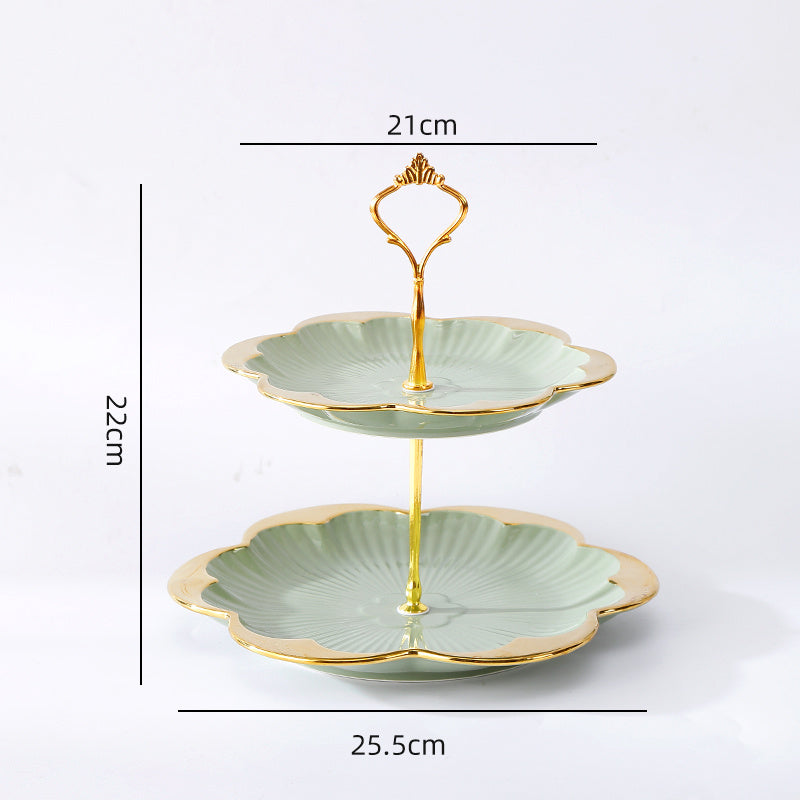 Ceramic Fruit Plate Home Living Room Light Luxury Creative Multi-layer Dessert Fruit Plate - Nordic Style