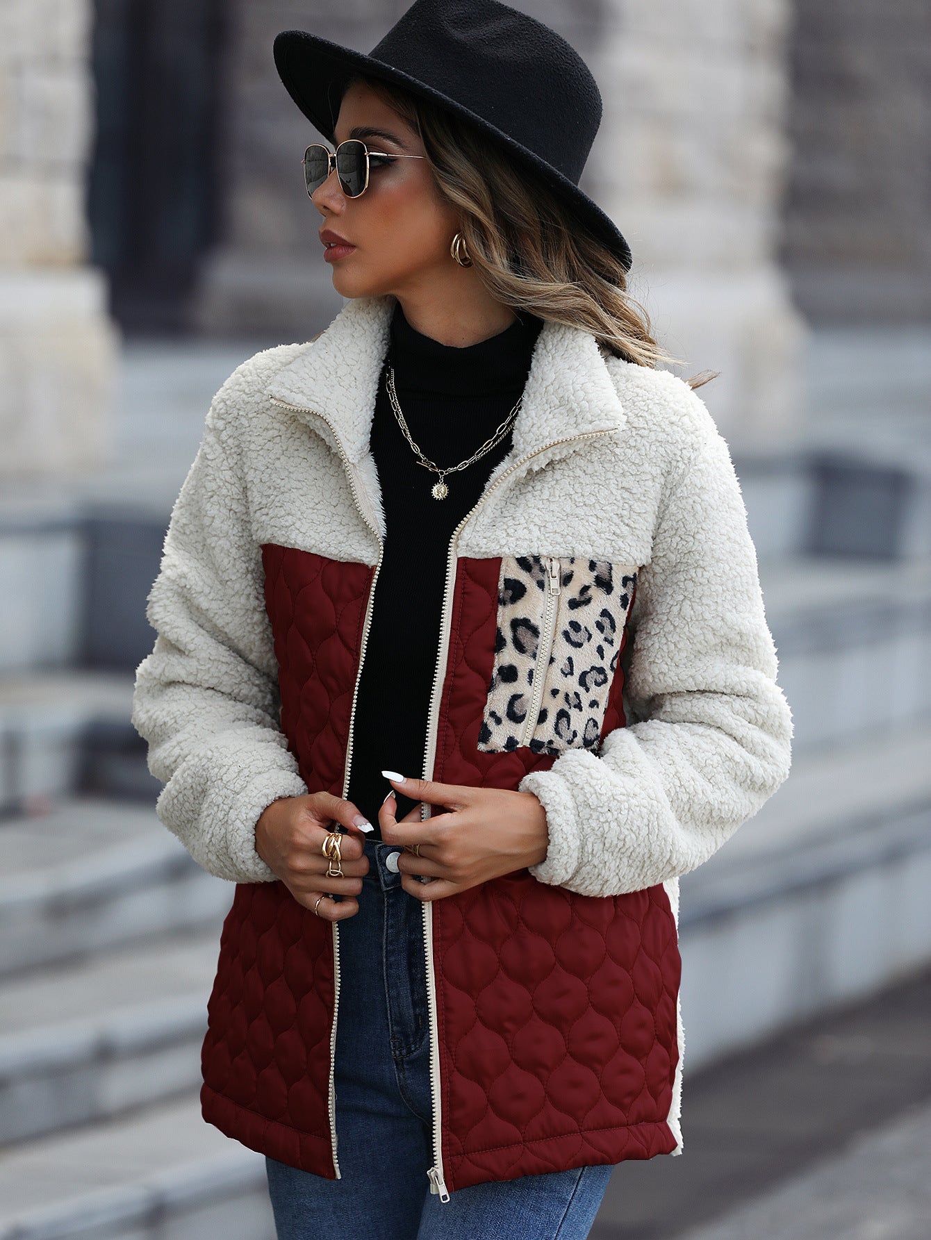 European And American New Casual Plush Women's Loose Round Neck Coat