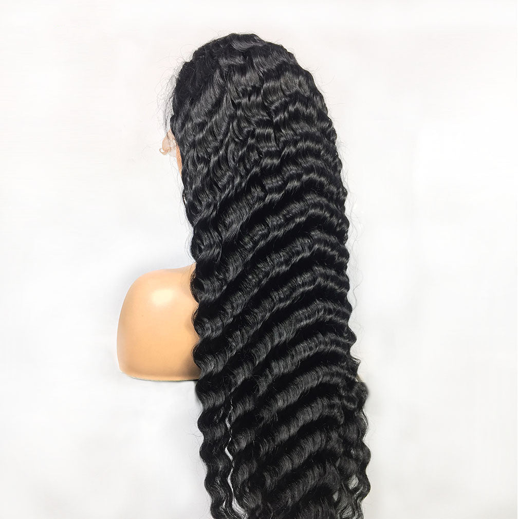 Deep Wave Human Hair Lace Frontal Wigs - Premium Medium Long Wave Wig