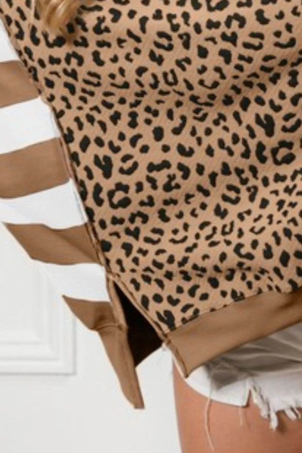 BiBi Leopard and Stripe Mixed Top - Millivan supplies