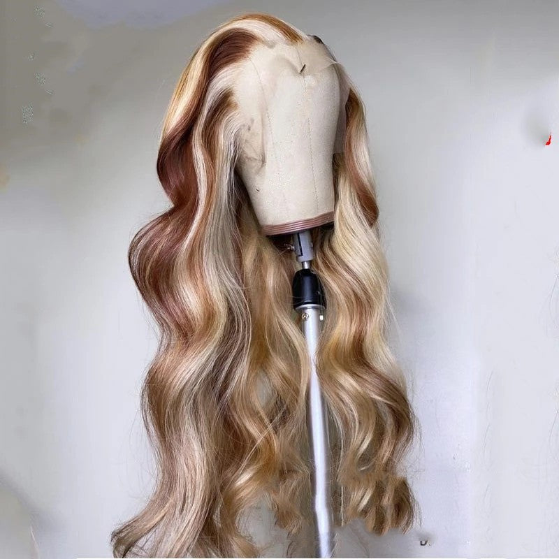 Women's Brown Blonde Colored Human Hair Wig - Beauty Pre-Plucked Lace Multiple Lengths