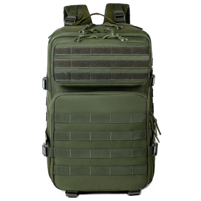 Green tactical backpack on a white background