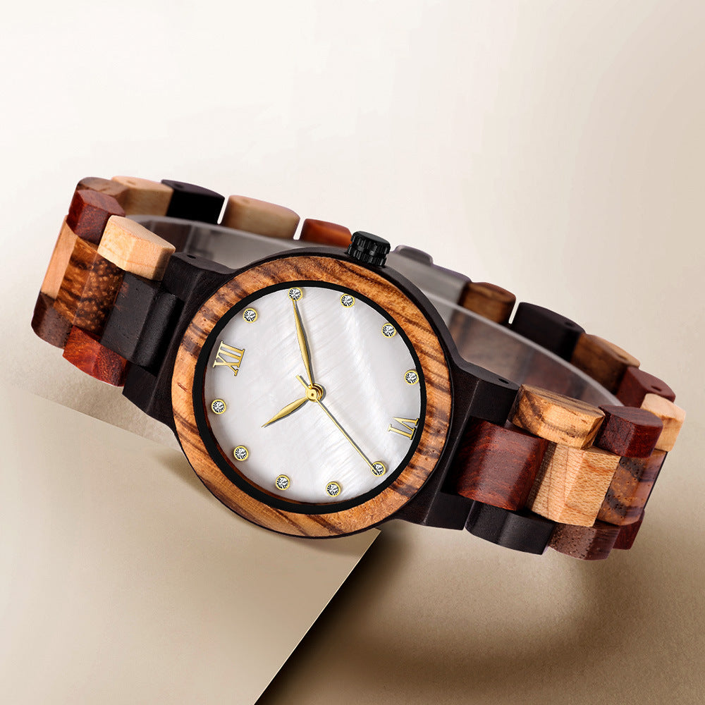 Pearl Shell Wood Ladies Watch - Simple Natural