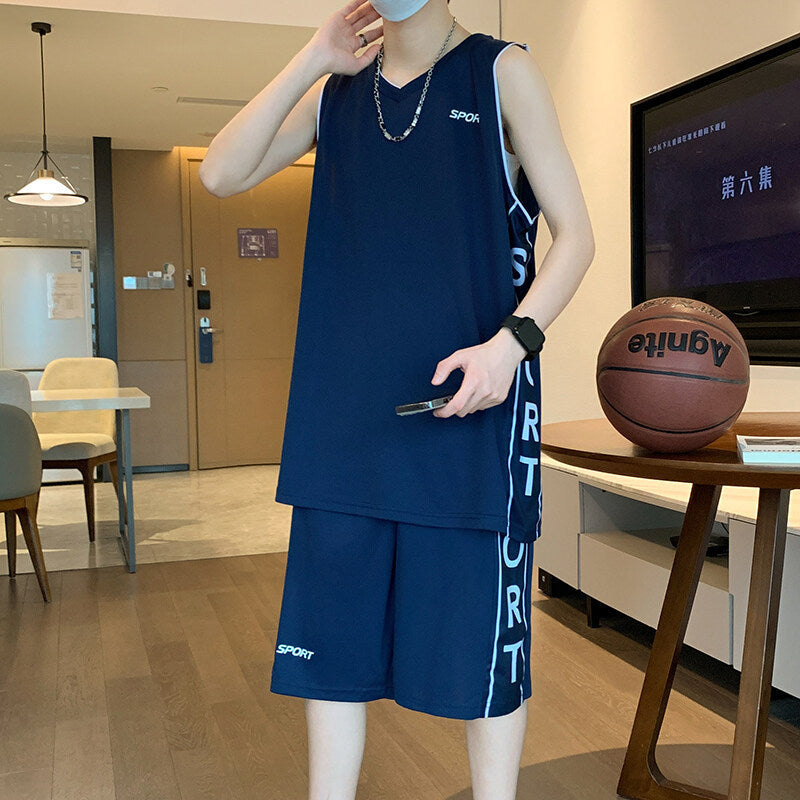 Men's Basketball Sports Suit - Adult Short Sleeve Vest Leisure Wear