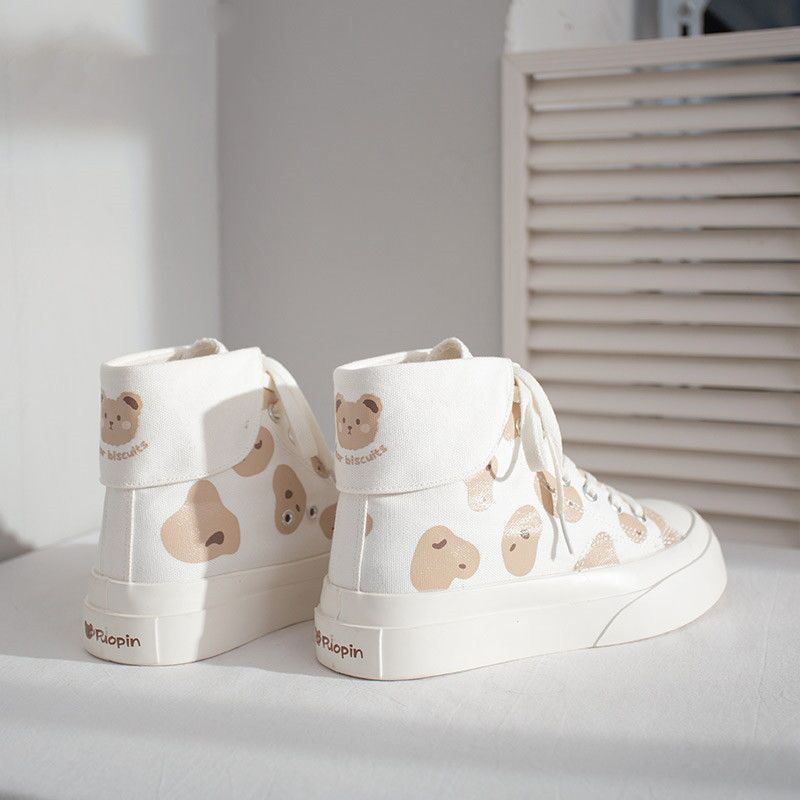Canvas Women's High Top Cute White Shoes