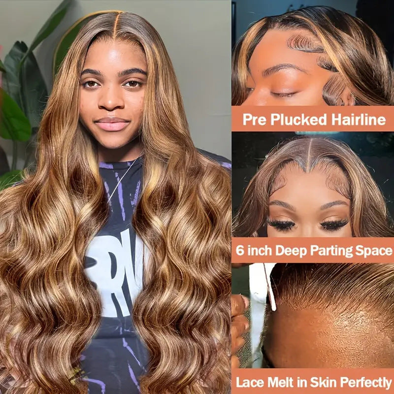 Women's Piano Color Long Curly Hair Wig - Front Lace Full Head Wig