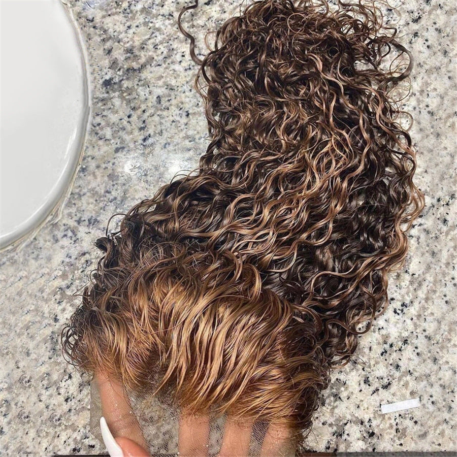 Real Human Hair Highlighting Headgear Lace Frontal Wig - Premium Highlight Wig