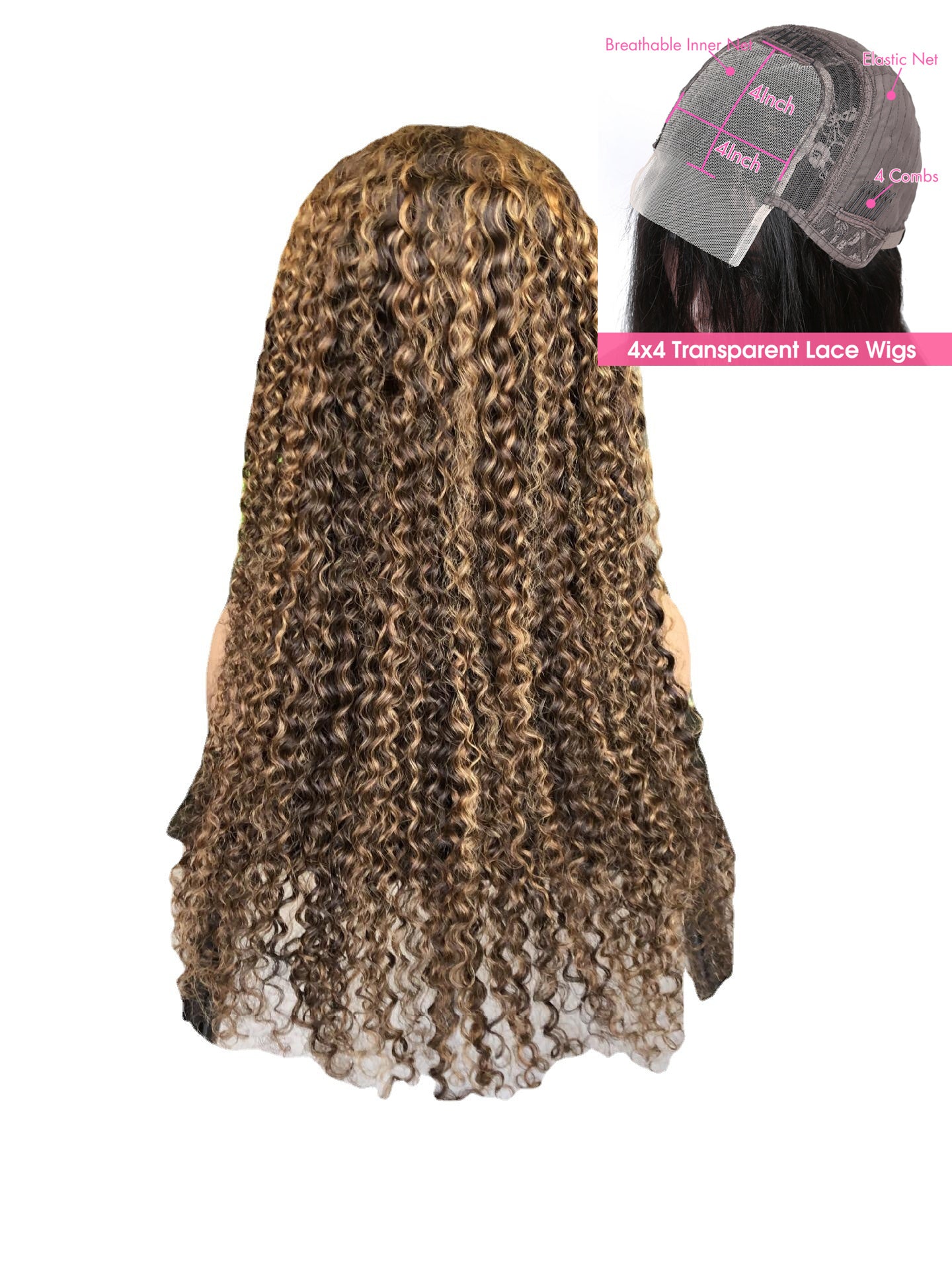 Piano Inter-color Highlight Curly Lace Wig - Hand-Woven Human Hair Wig