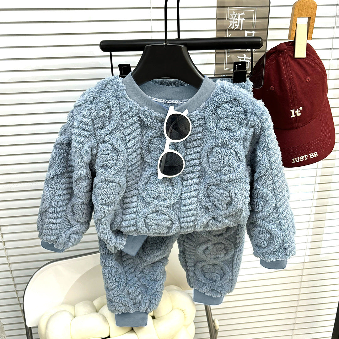 Korean Style Girls' Solid Color Pajamas - Comfortable Sleepwear Set