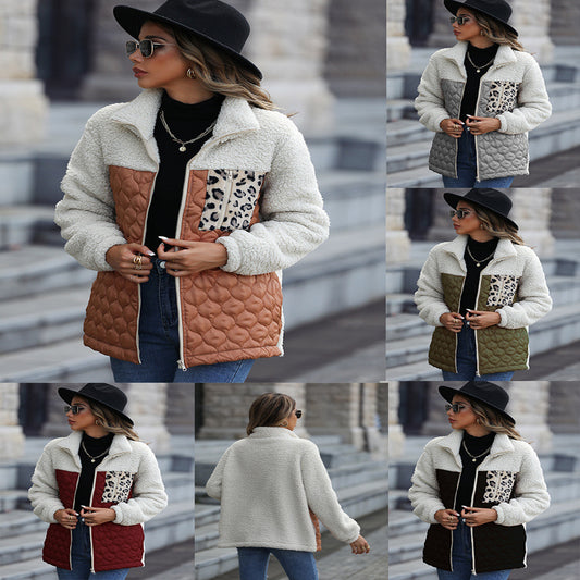 European And American New Casual Plush Women's Loose Round Neck Coat