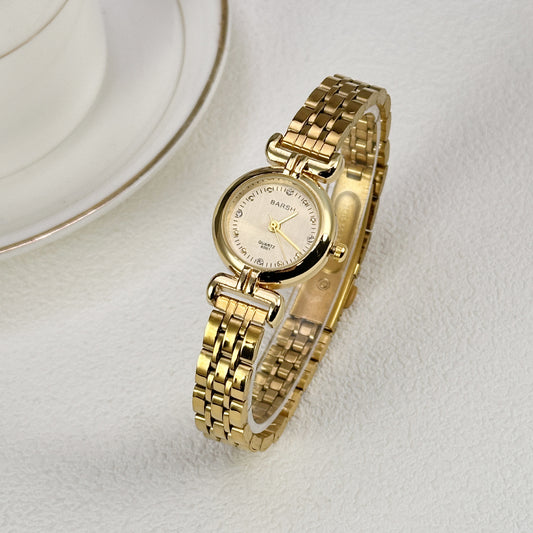 High-Grade Golden Women's Watch - Antique Steel Belt