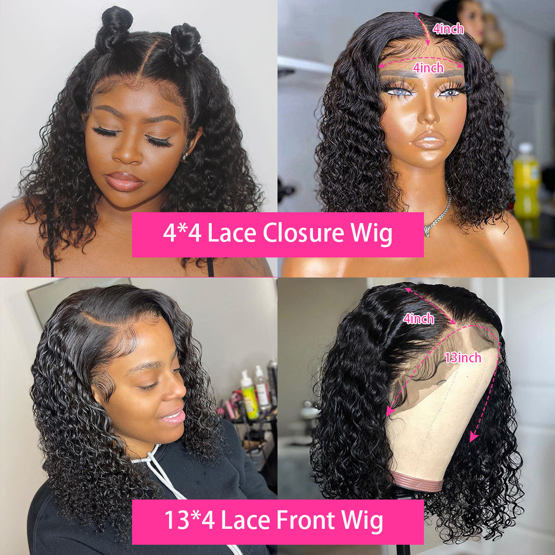 10A Short Brazilian Lace Front Bob Wig Human Hair - Premium Curly Bob Wig