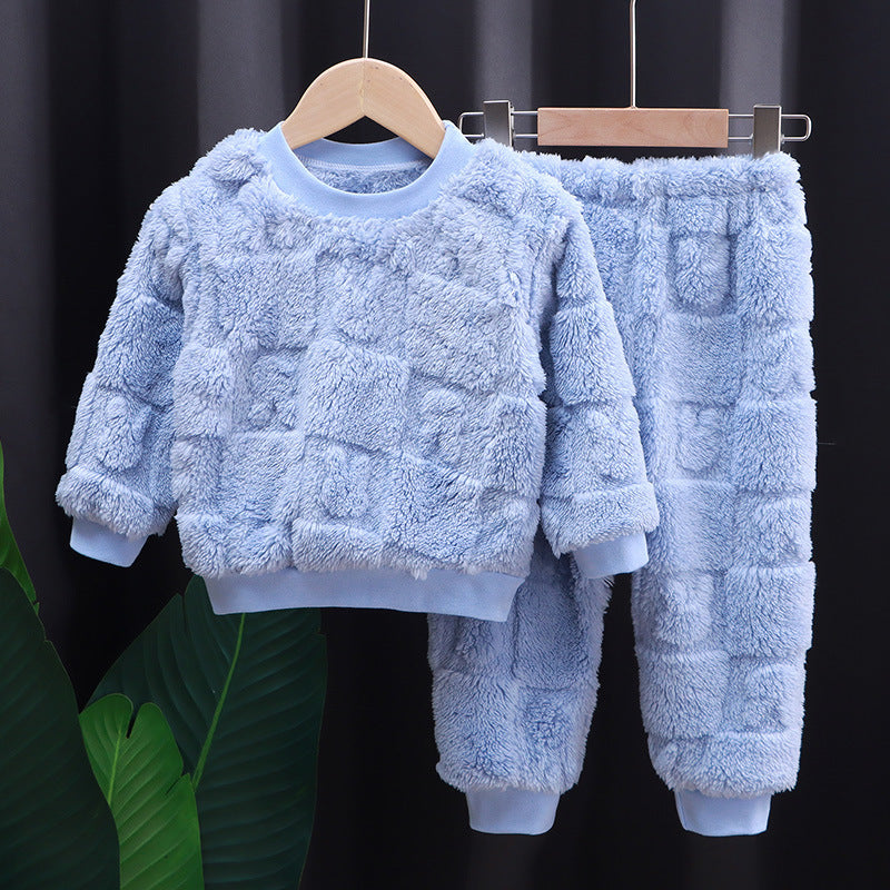 Korean Style Girls' Solid Color Pajamas - Comfortable Sleepwear Set