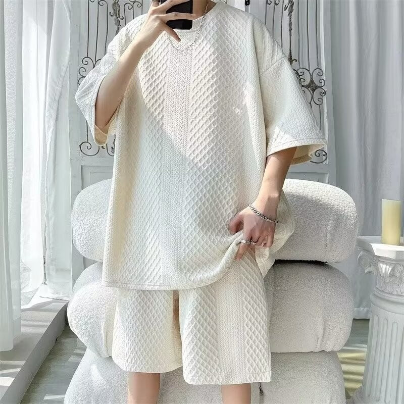 Men's Summer Diamond Lattice Leisure Sports Suit
