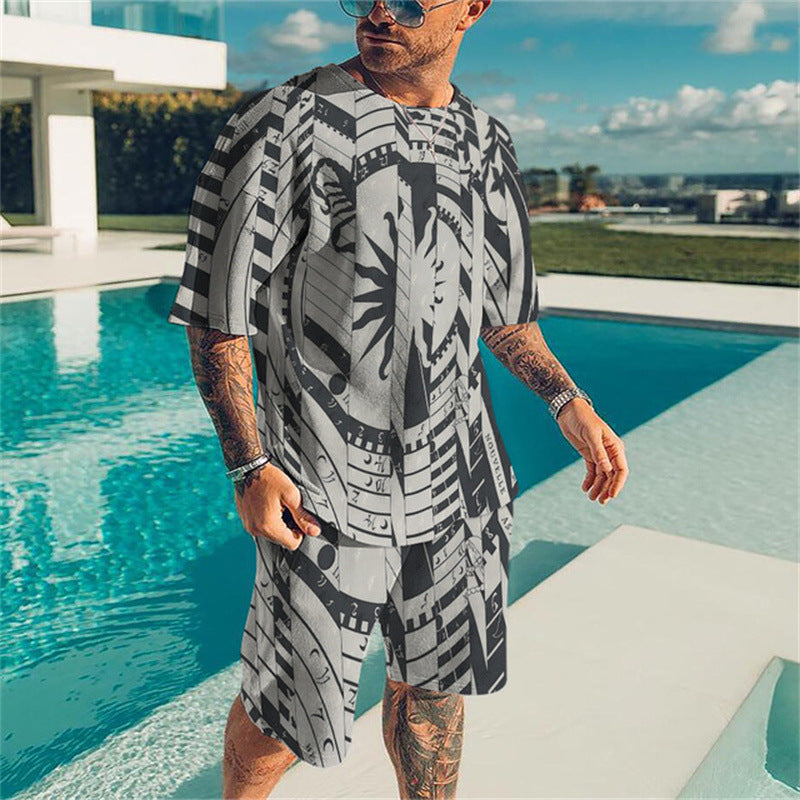 Men's 3D Printed Sports Fitness Suit - Adult Leisure Athletic Wear