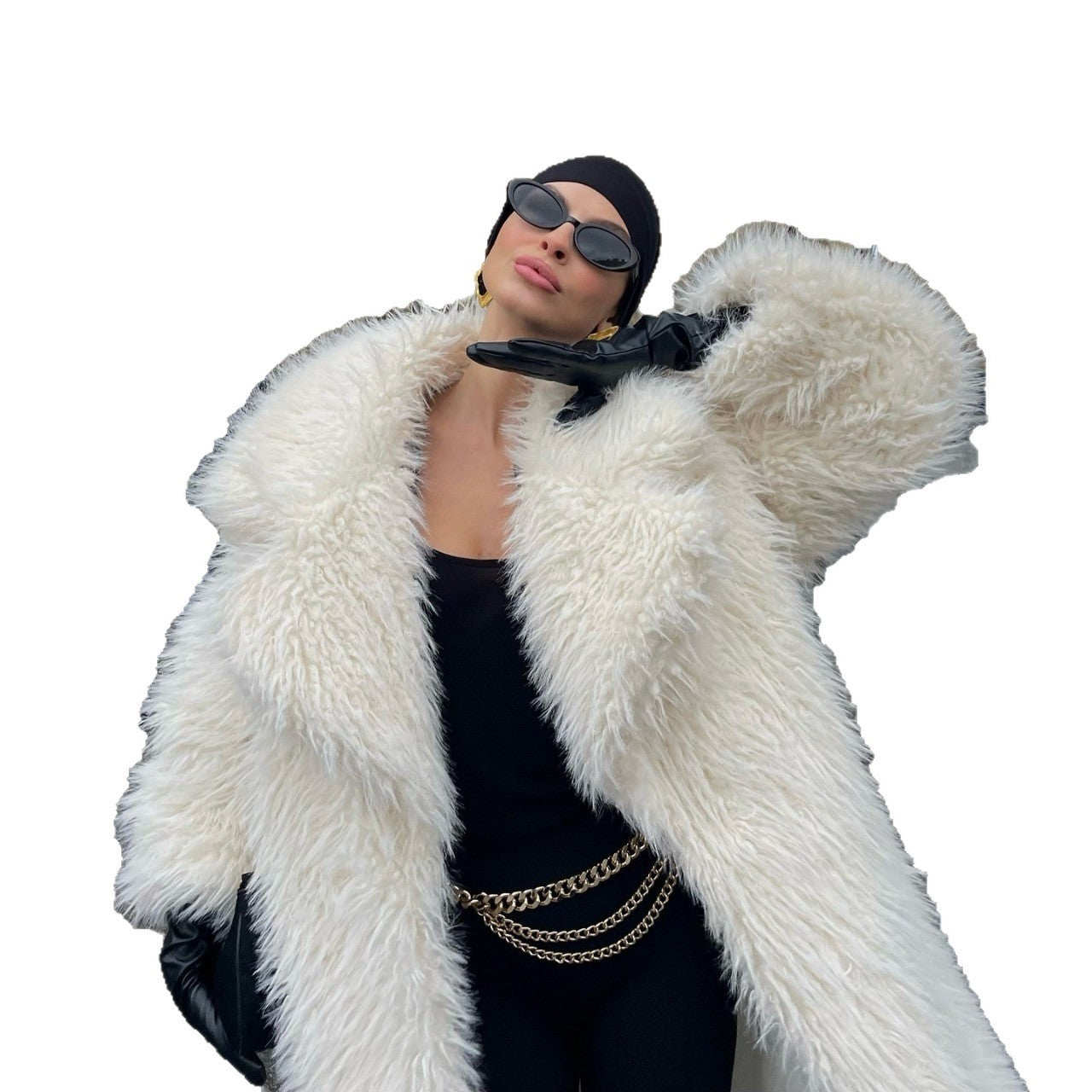 Long Environmental Protection Leather Fur Coat - Fashionable Women's Faux Fur Winter Coat