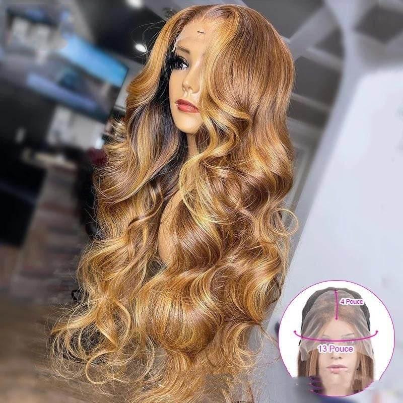 Honey Blonde Body Wave Lace Front Pre Plucked Highlight Wig - Millivan supplies