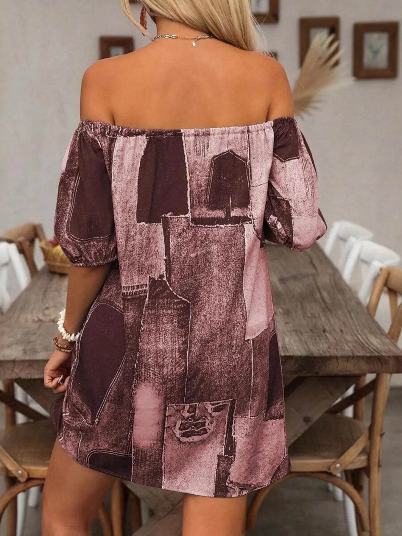 Patchwork Off Shoulder Denim Mini Dress - Millivan supplies