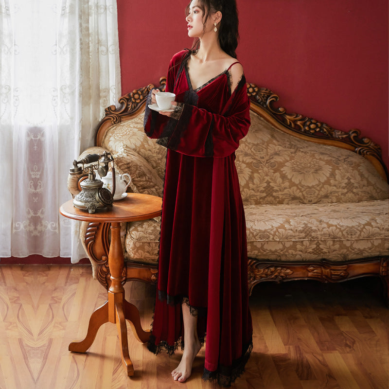 Style Home Clothes Gold Velvet Pajamas Two-piece Set