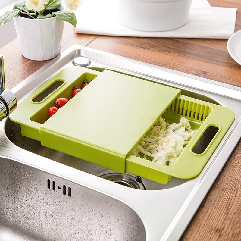 Multifunction Kitchen Chopping Blocks Sinks Drain Basket Cutting Board - PP TPE Design