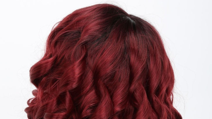 Women's European Beauty Wig - Wine Red Oblique Bangs High Temperature Fiber 12 Inch
