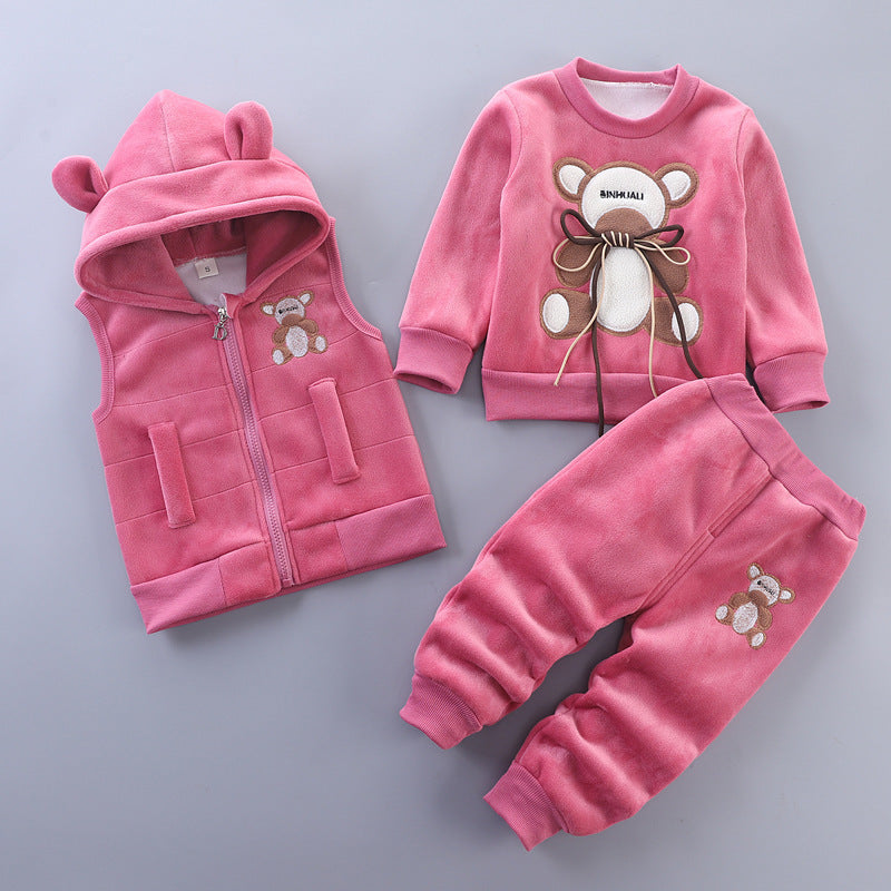 Adorable Baby Three-Piece Set - Cozy Top, Pants & Vest Outfit
