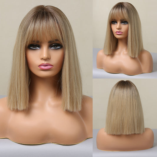 Women's Gradient Gold Wig - High Temperature Silk European American Style