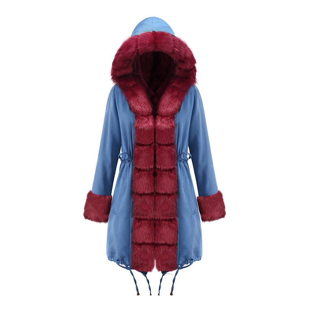 Women's Cotton Jacket With Hooded Coat And Fur Collar - Millivan supplies