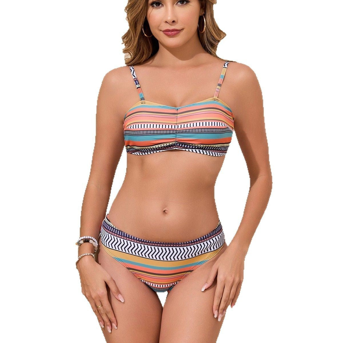 Swimsuit Halter Spaghetti Straps Sexy Tassel Split Bikini Four-piece Suit Swimsuit