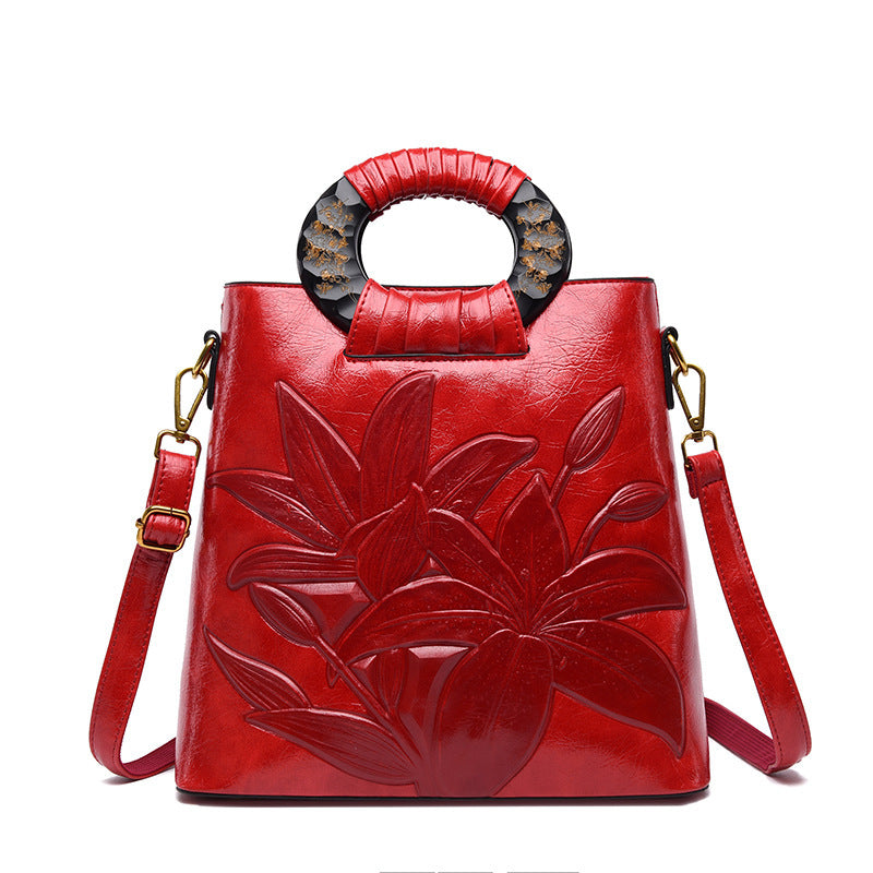 Women's Ethnic Style Floral Handbag - Large Capacity Shoulder & Crossbody Bag