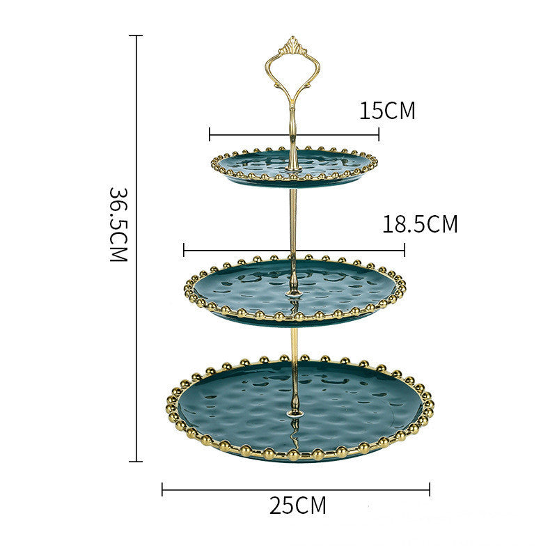 Living Room Coffee Table Household Ceramic Skewer Fruit Dessert Candy Tray Rack - Pearl Models